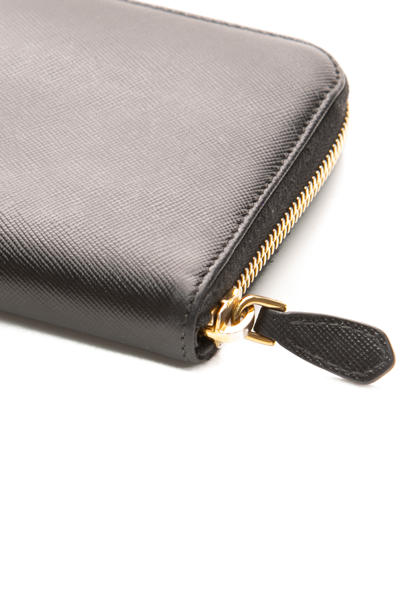 Prada - Black Saffiano Leather Zip Wallet