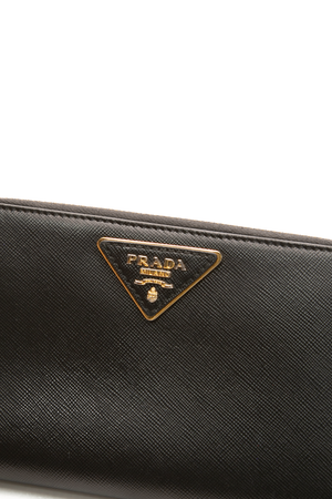 Prada - Black Saffiano Leather Zip Wallet