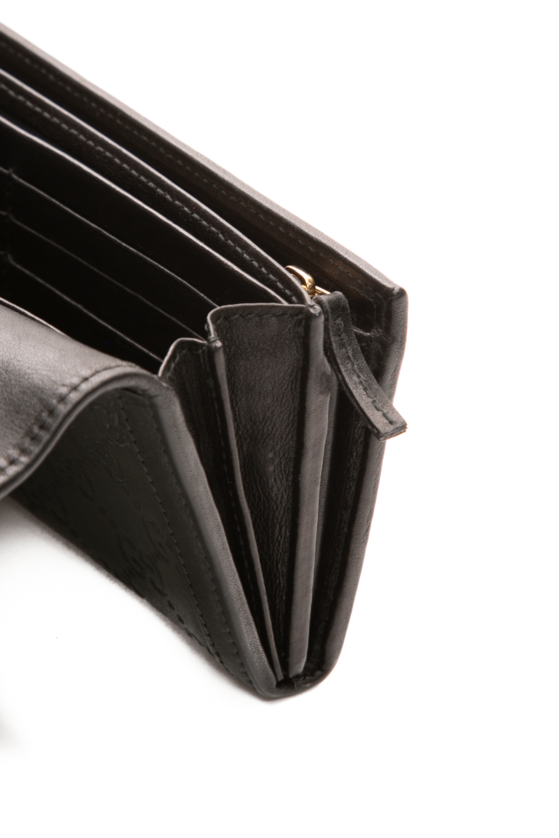 Gucci - Black Guccissima Interlocking G Long Flap Wallet