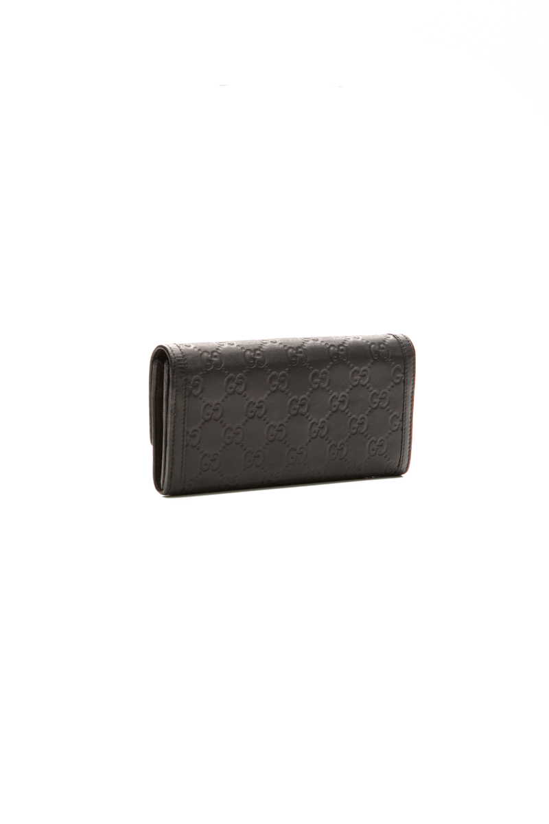 Gucci - Black Guccissima Interlocking G Long Flap Wallet