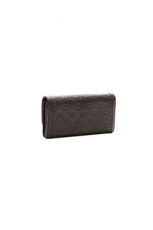 Gucci - Black Guccissima Interlocking G Long Flap Wallet