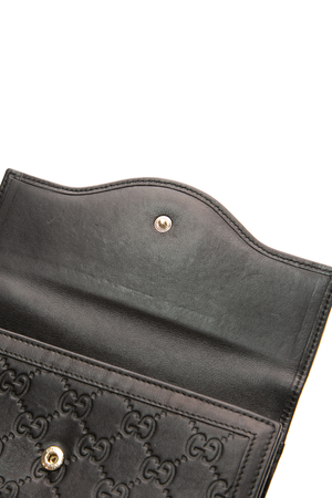 Gucci - Black Guccissima Interlocking G Long Flap Wallet