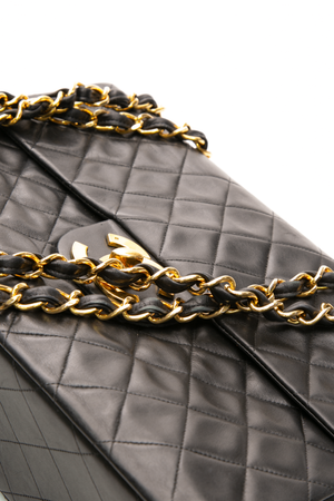 Chanel - Black Lambskin VTG XL Jumbo Single Flap