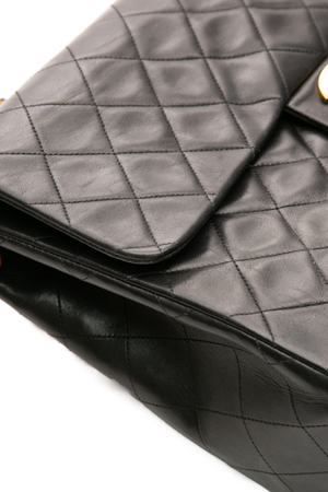 Chanel - Black Lambskin VTG XL Jumbo Single Flap