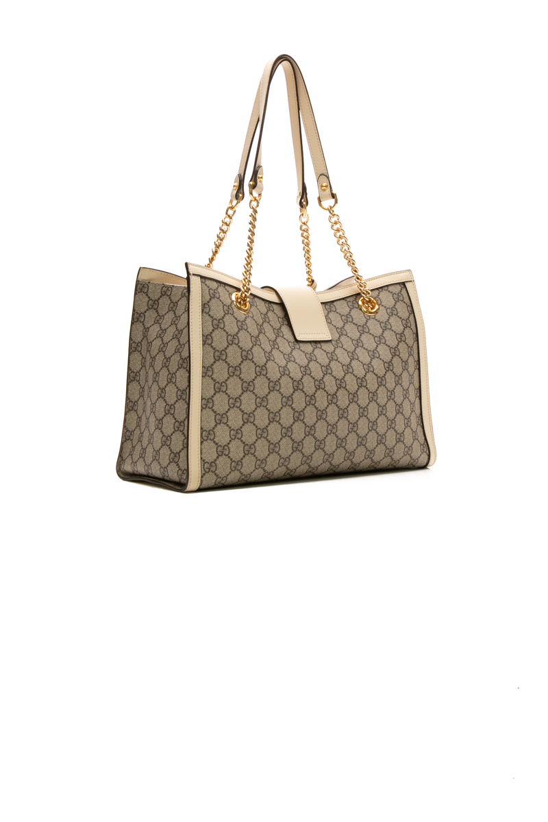 Gucci - White Padlock Leather Medium Tote Bag