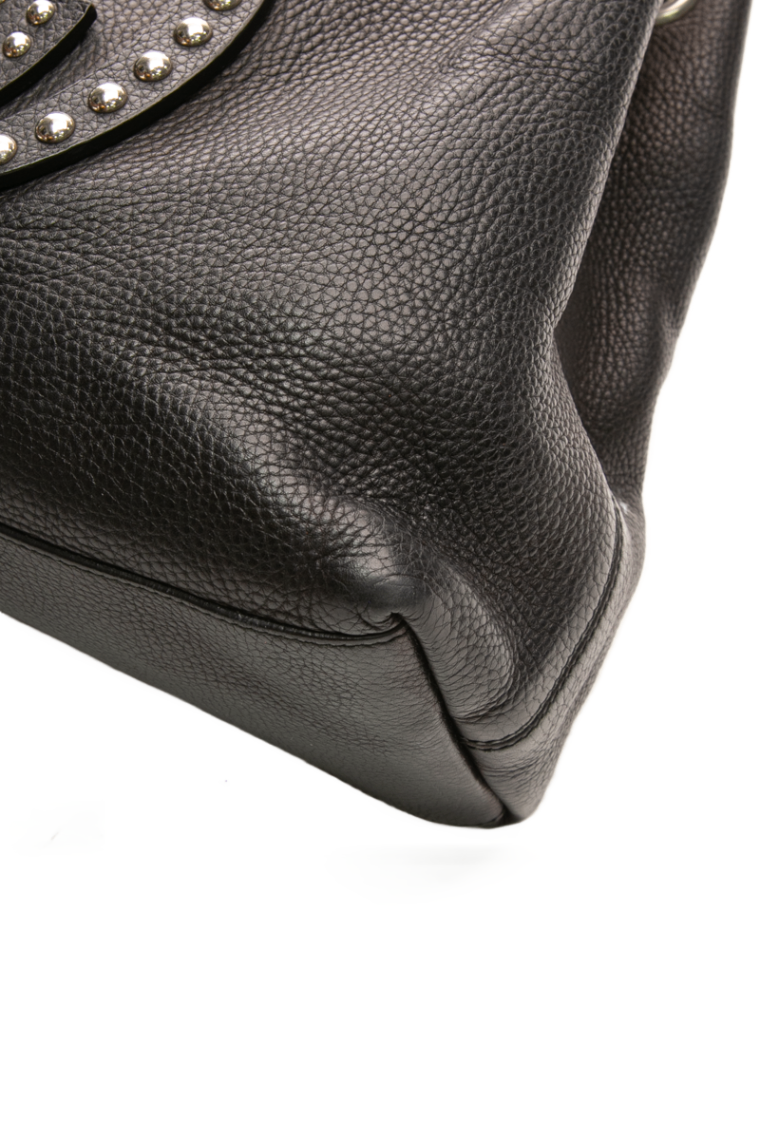 Gucci - Black Pebbled Leather Studded Soho Tote