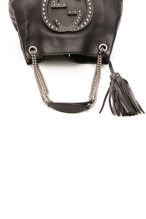 Gucci - Black Pebbled Leather Studded Soho Tote