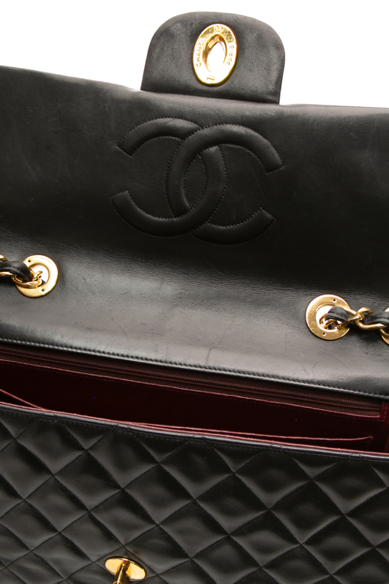 Chanel - Black Lambskin VTG XL Jumbo Single Flap