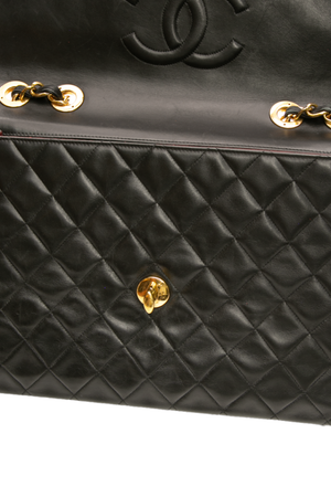 Chanel - Black Lambskin VTG XL Jumbo Single Flap