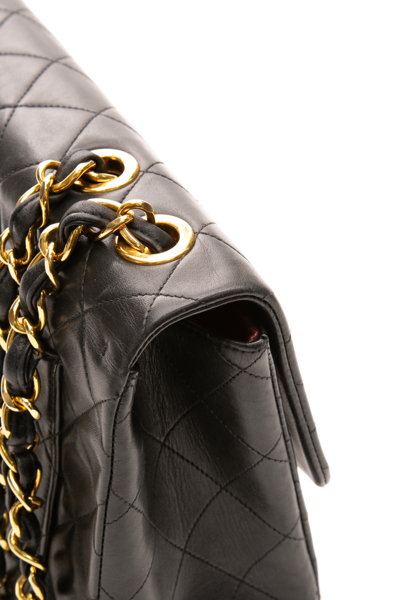 Chanel - Black Lambskin VTG XL Jumbo Single Flap