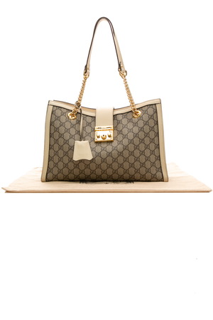 Gucci - White Padlock Leather Medium Tote Bag