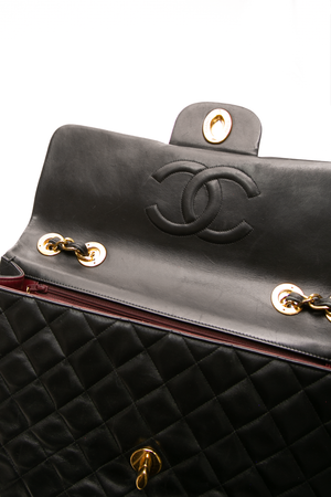 Chanel - Black Lambskin VTG XL Jumbo Single Flap