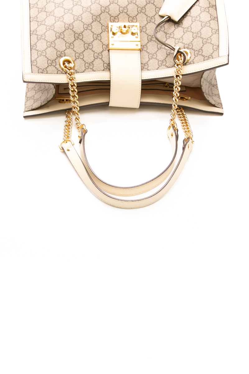 Gucci - White Padlock Leather Medium Tote Bag
