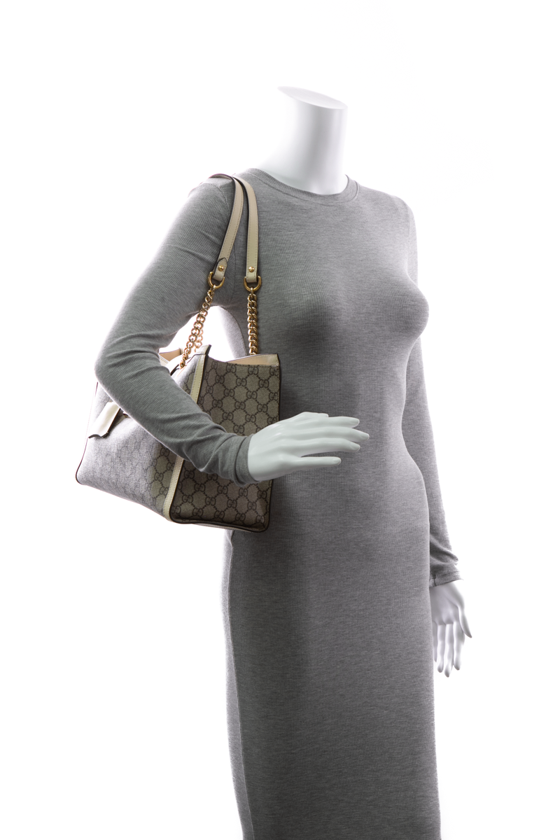 Gucci - White Padlock Leather Medium Tote Bag