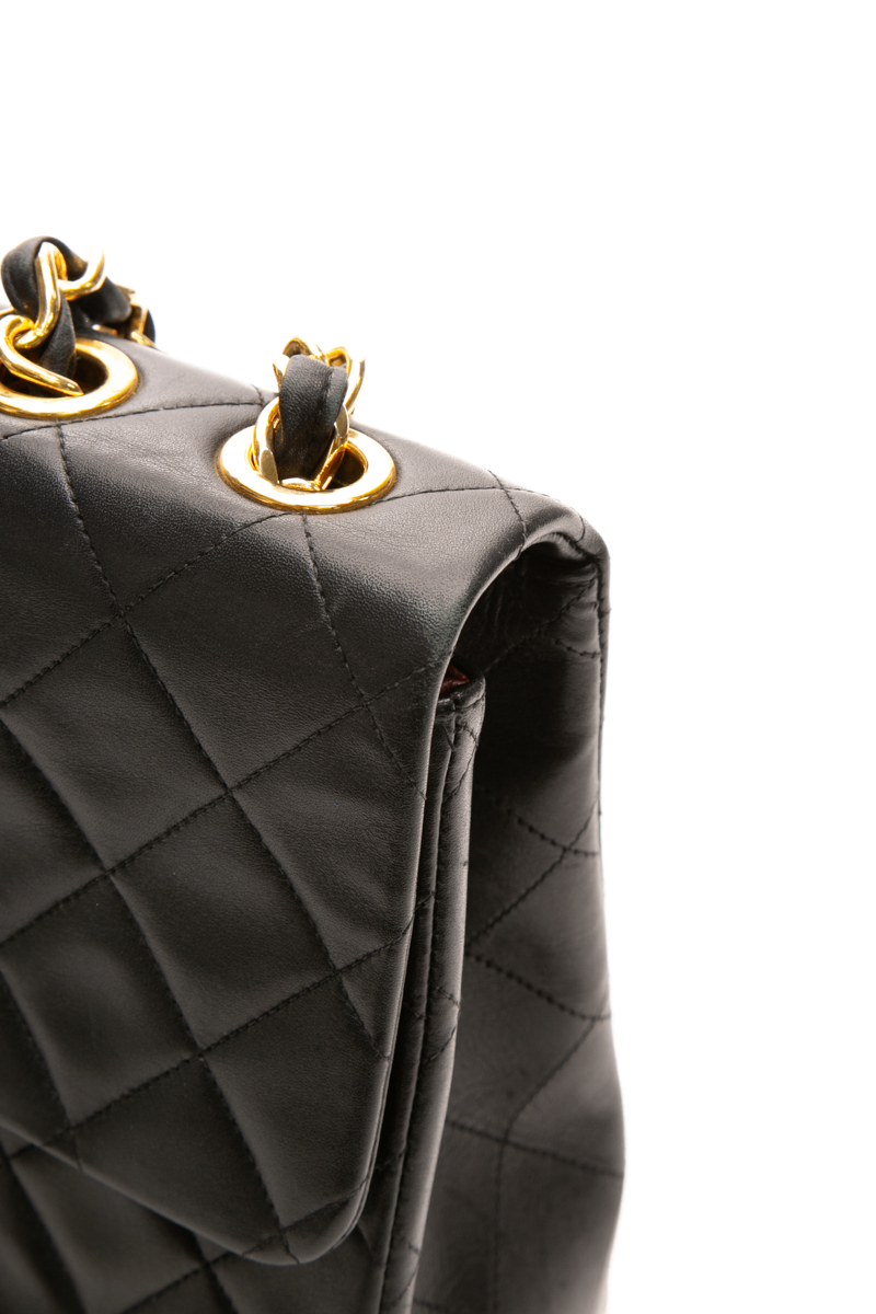 Chanel - Black Lambskin VTG XL Jumbo Single Flap
