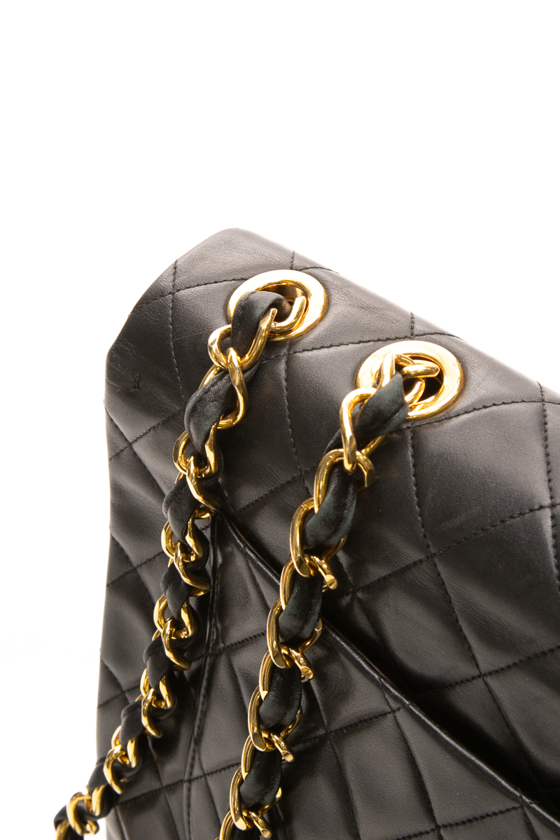 Chanel - Black Lambskin VTG XL Jumbo Single Flap