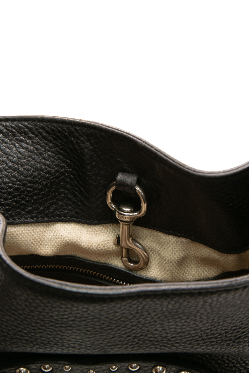 Gucci - Black Pebbled Leather Studded Soho Tote