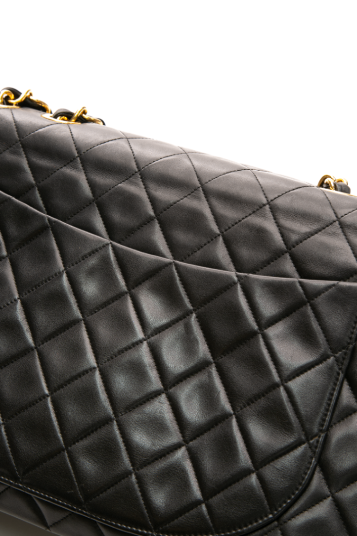 Chanel - Black Lambskin VTG XL Jumbo Single Flap