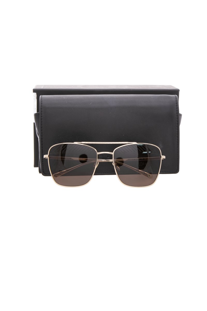 Chanel - Gold Metal Pilot Sunglasses