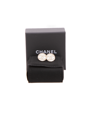 Chanel - Gold CC Button Earrings