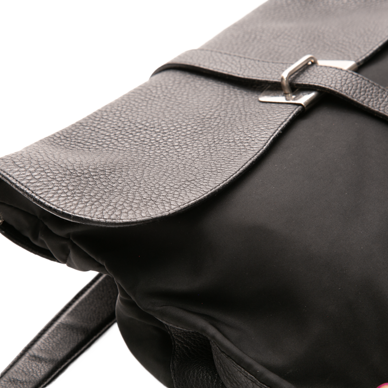 Prada - Black Nylon/Leather Flap Messenger Crossbody Bags