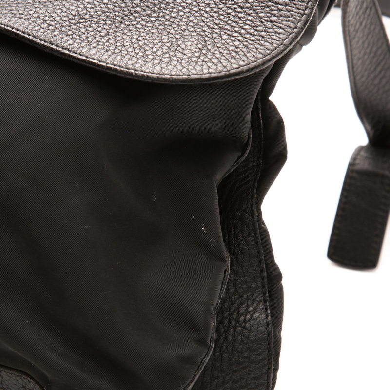 Prada - Black Nylon/Leather Flap Messenger Crossbody Bags