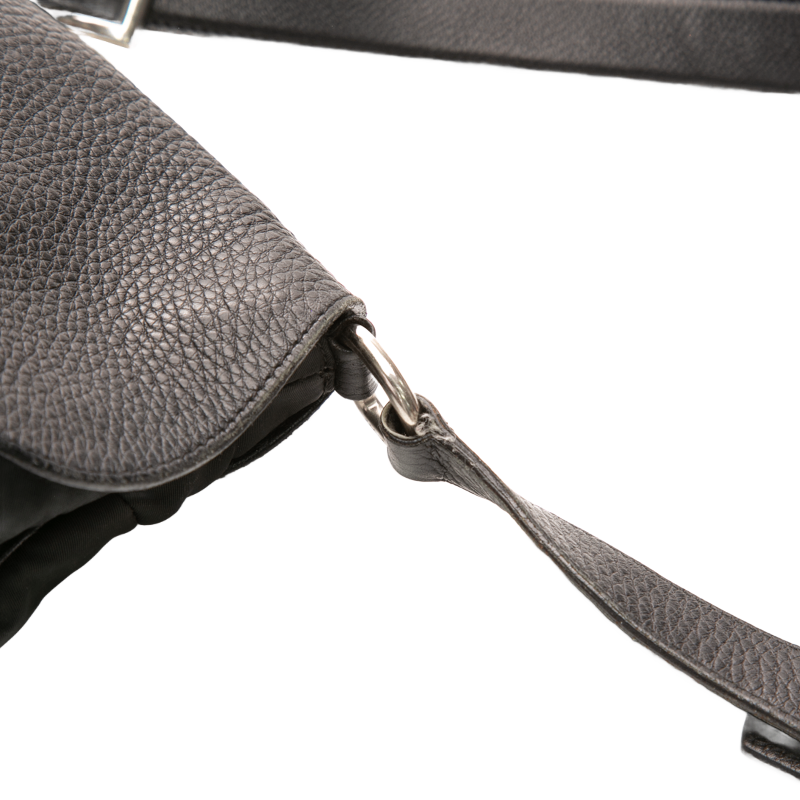 Prada - Black Nylon/Leather Flap Messenger Crossbody Bags