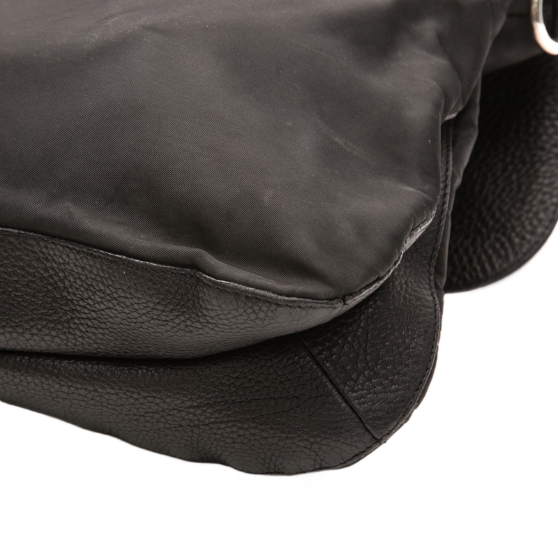 Prada - Black Nylon/Leather Flap Messenger Crossbody Bags