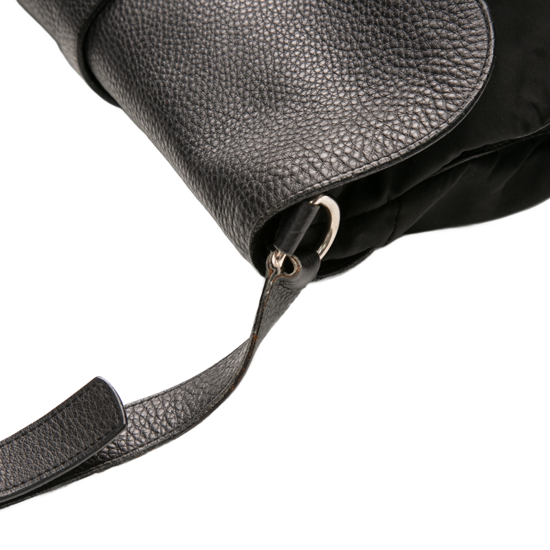 Prada - Black Nylon/Leather Flap Messenger Crossbody Bags