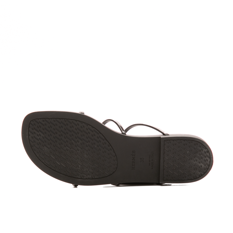 Hermes - Black Rubber 38 Mykonos Sandals