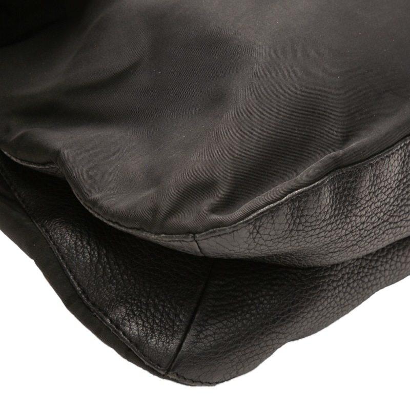 Prada - Black Nylon/Leather Flap Messenger Crossbody Bags