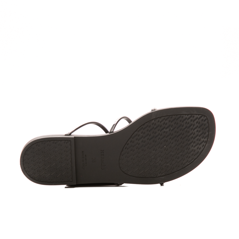 Hermes - Black Rubber 38 Mykonos Sandals