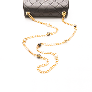 Chanel - Black Small Lambskin Resin Pearl Chain Bag