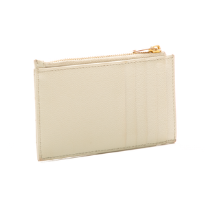 Saint Laurent - Grain De Poudre Ivory Zip Card Case