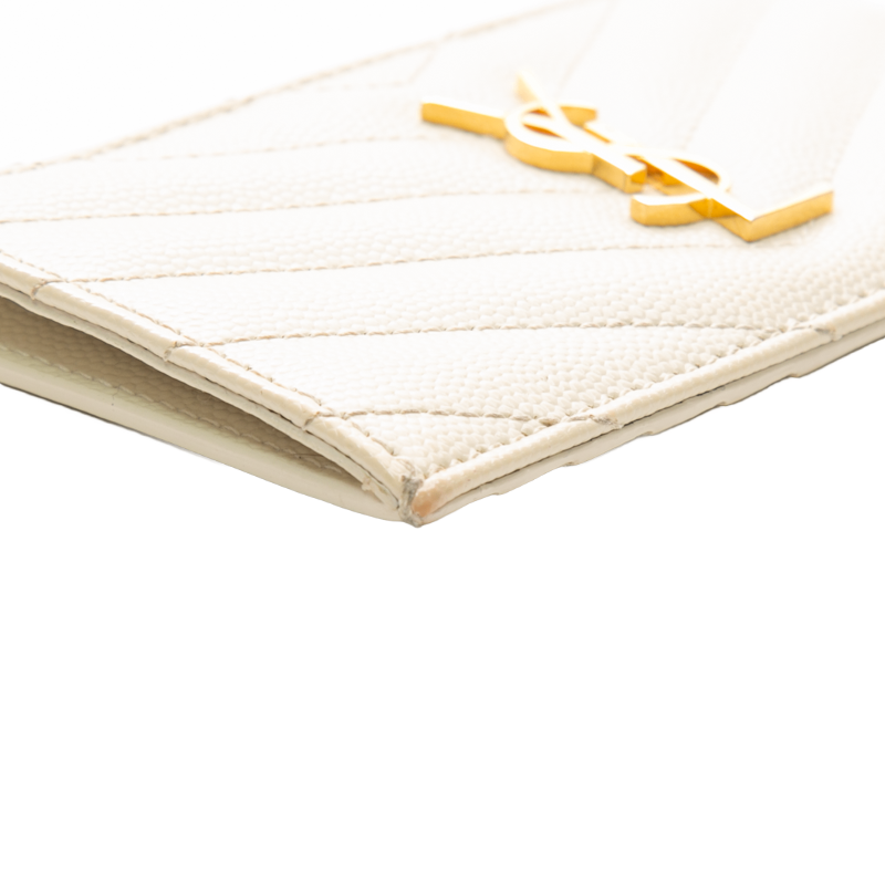 Saint Laurent - Grain De Poudre Ivory Zip Card Case
