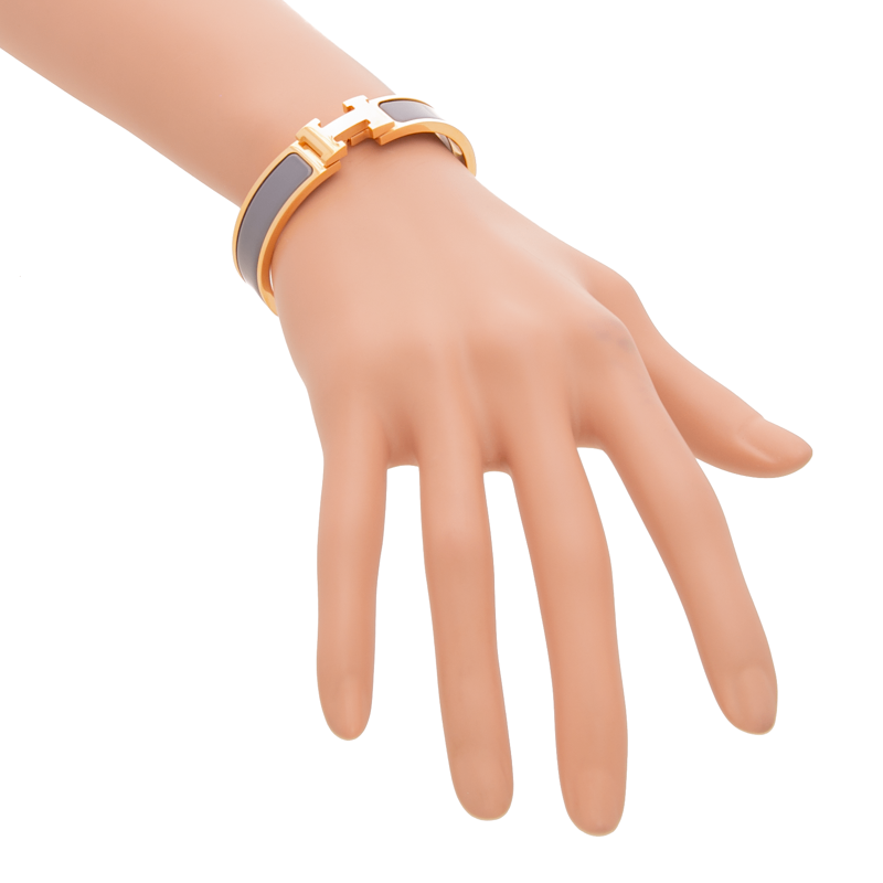 Hermes - Gold/Gray Clic H Bracelet