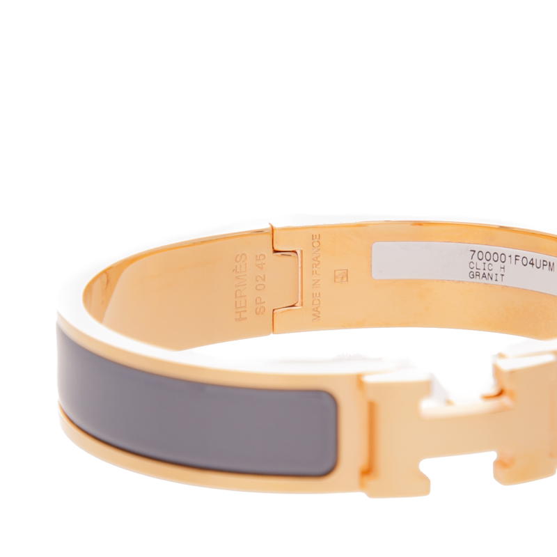Hermes - Gold/Gray Clic H Bracelet
