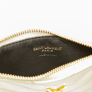 Saint Laurent - Grain De Poudre Ivory Zip Card Case