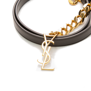 Saint Laurent - Black Logo Leather Chain Belt (L)