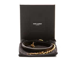 Saint Laurent - Black Logo Leather Chain Belt (L)