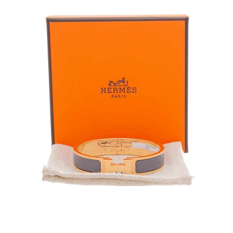 Hermes - Gold/Gray Clic H Bracelet