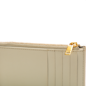Saint Laurent - Grain De Poudre Ivory Zip Card Case