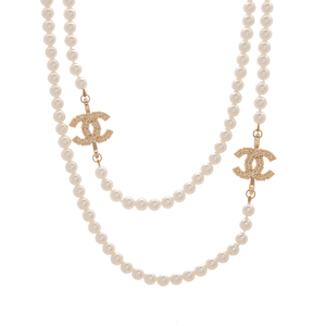 Chanel - Pearl/Crystal CC X-Long Necklace