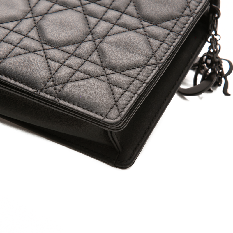 Christian Dior - Black Lambskin Cannage Lady Dior Pouch