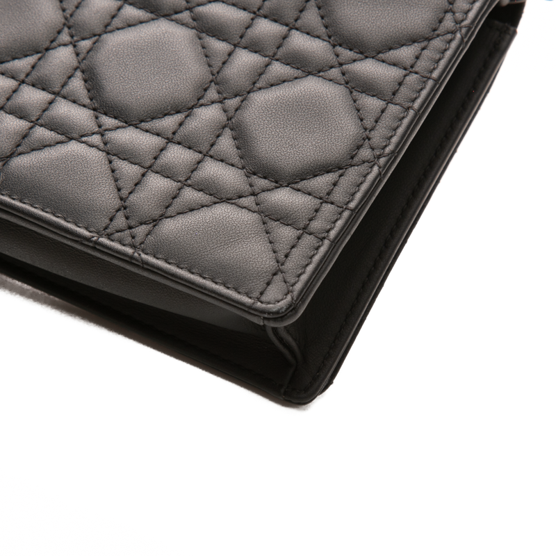 Christian Dior - Black Lambskin Cannage Lady Dior Pouch
