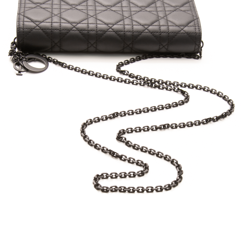 Christian Dior - Black Lambskin Cannage Lady Dior Pouch