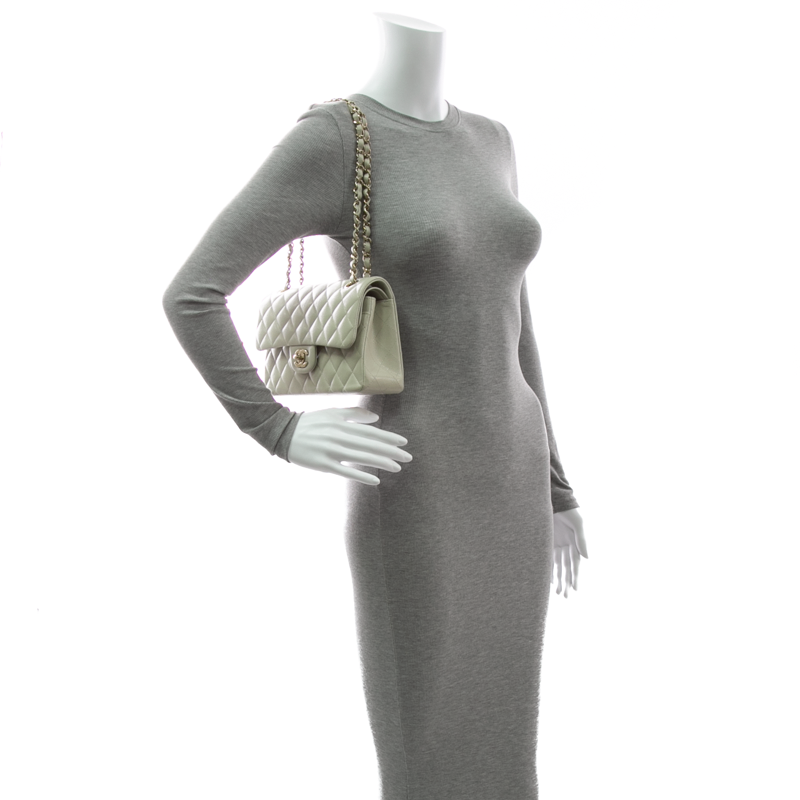 Chanel - Light Grey Small Double Flap Shoulder Bags