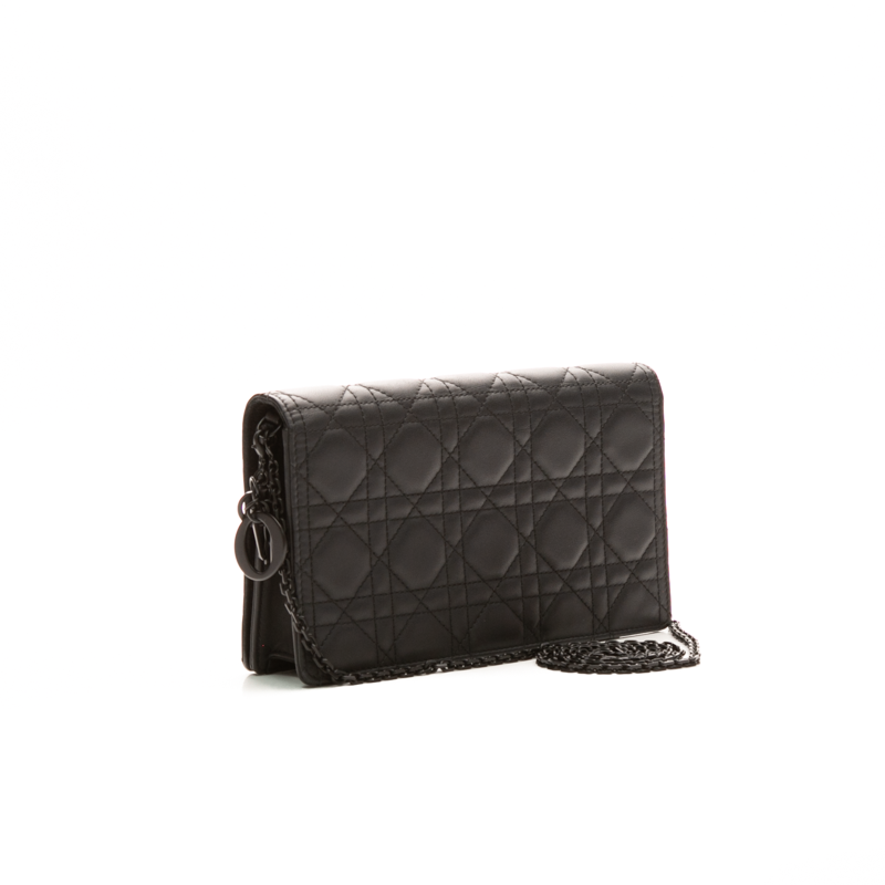 Christian Dior - Black Lambskin Cannage Lady Dior Pouch