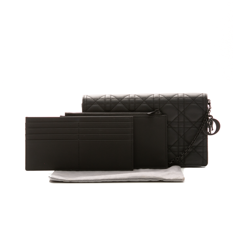 Christian Dior - Black Lambskin Cannage Lady Dior Pouch