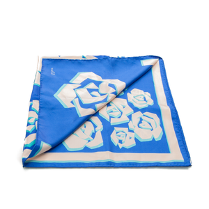 Christian Dior -  Blue Flower Print Silk Scarf